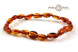7.5" Amber bracelet- Shiny Caramel oval (stretch)
