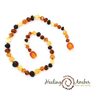 15" Amber Necklace- Raw Multi