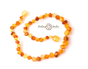 11" Amber Necklace- Raw Duo Light (caramel/gold)