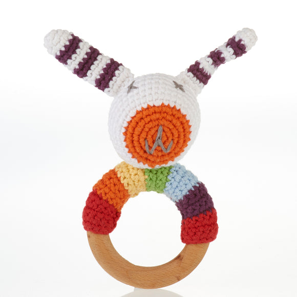 Pebble Bunny Teething Ring and Rattle