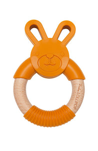 Loulou Lollipop Bunny Silicon and Wood Teething Ring- Golden